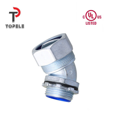 Zinc liquide raccords de conduites étroits et flexibles connecteur angle de 45 degrés NPT UL Liste DNJ