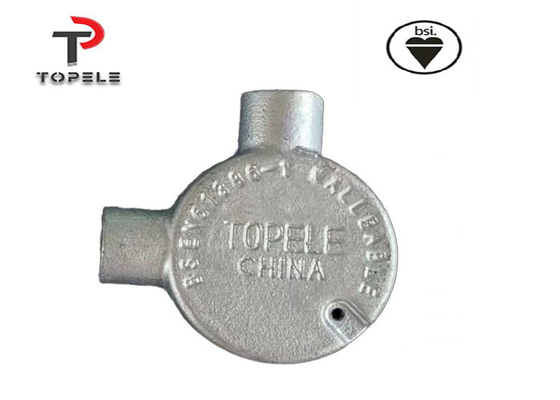 TOPELE BS Boîte de jonction en aluminium malléable circulaire à double voie, raccords de conduites électriques galvanisés
